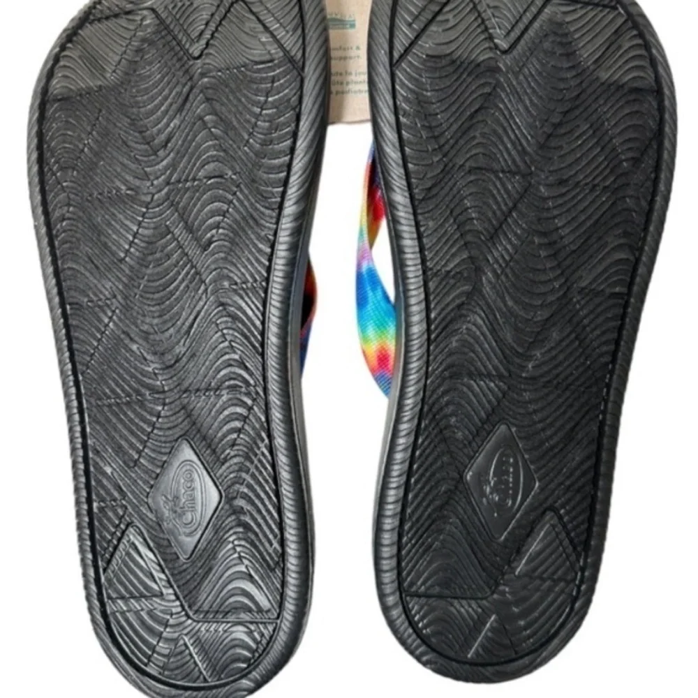 Chaco Chillos Flip Flop Sandals Dark Tie Dye Black  Rainbow shoe Men’s size 10